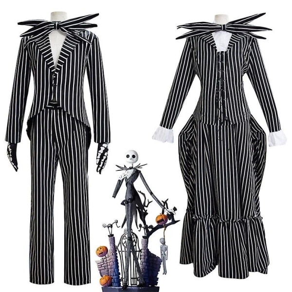 Jack Skellington Cosplay Kostume Pumpkin King Dragt Halloween Kostume Karneval Kostume Til Voksne Børn -a Male 150