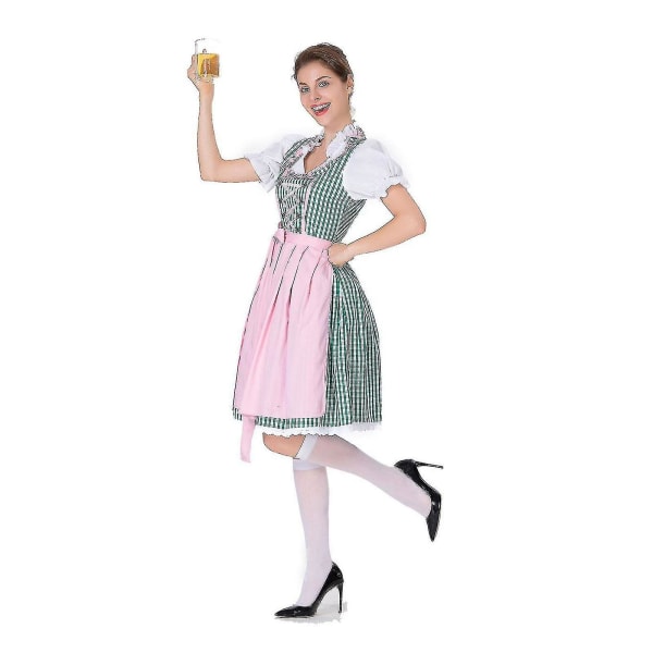 Womens Oktoberfest Costume German Dirndl Dress Costume Dress Bavarian Carnival Party Haoyi -a Green S