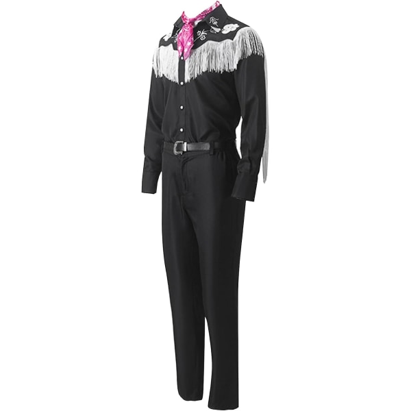 Cowboy-kostyme for gutter med skjerf, vestlig langarmet frynseskjorte, bukse, belte, Halloween-cosplay -a 120