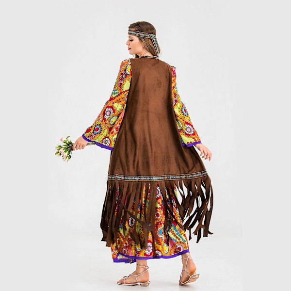 70s Outfits For Womem Disco Dress Accessories 60s 70s Costume Dress For Women Hippie Costume Clothes Outfit Halloween -a Brown XL