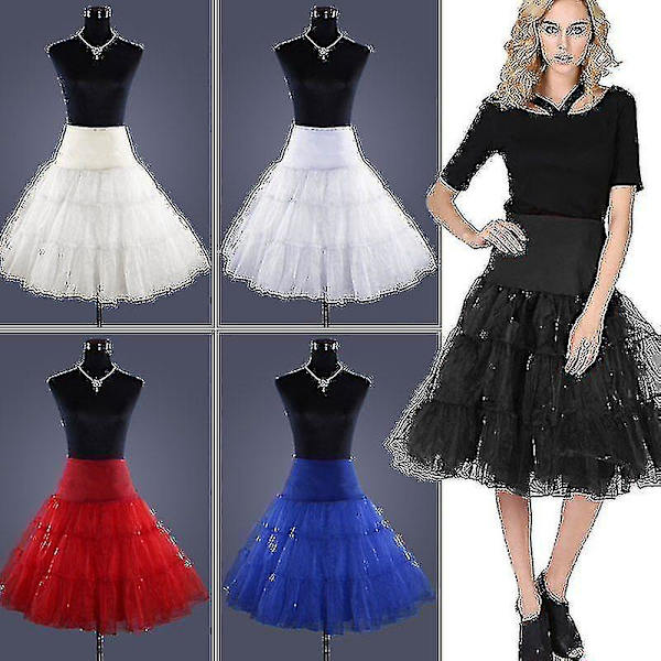 26" retro underkjol/50s Swing Vintage underkjol/rockabilly Tutu/fancy nätkjol CNMR . White Small-Medium 6-14