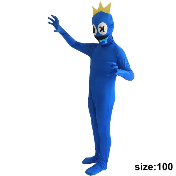 One-piece Rainbow Friends Costume For Kids Adults Blue Monster Wiki Cosplay Horror Game Halloween Jumpsuit Party Outfit With Headgear -a Style B Size 110