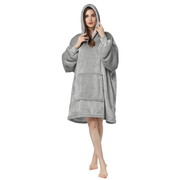 Mub- Lazy suit Enfärgad stor storlek förtjockade kalla kläder för att hålla sig varm hoodie filt ash