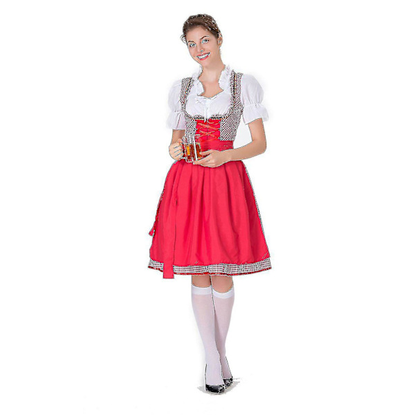 Naisten Oktoberfestin asu Saksan Dirndl-mekko Asumekko Baijerin karnevaalijuhlat Haoyi -a Red 2XL