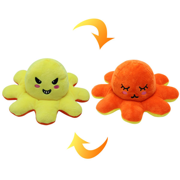 Mub- Udtryk flip blæksprutte dukke flip blæksprutte dobbeltsidet dukke blæksprutte plys dukke Green pink