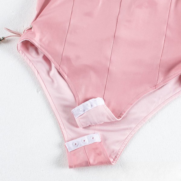 Mub- Future Tree Naisten Puputyttöasu Napin Halkio Romperi Bodysuit Cosplay-asu Karvainen Kissankorva Sukat Setti Pink XL