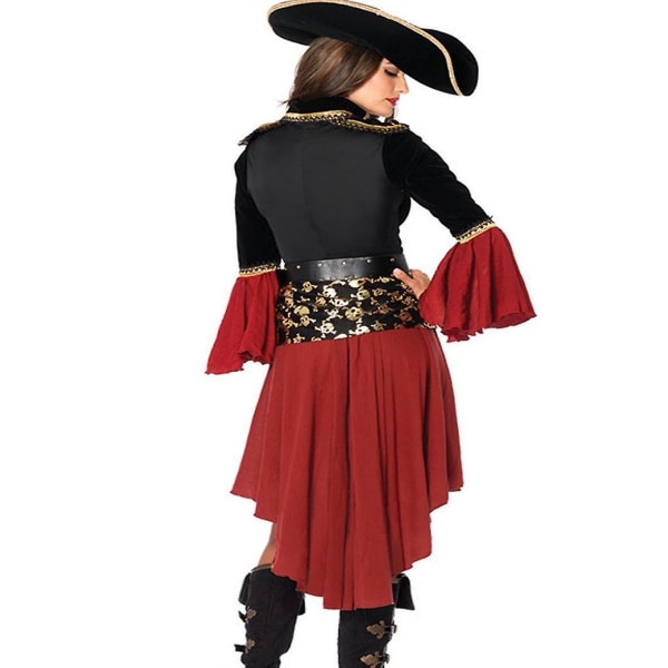 Female skull pirate dress classic pirates  costumes for woman cosplay halloween pirate costume -a Red Xxl