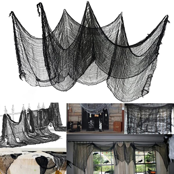 3 ST läskig duk för halloween-dekoration Fönsterbordsdörr N Black 3PCS