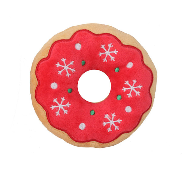 Mub- Sällskapsdjur hund plysch vokal leksak katt och hund serie Christmas donut red