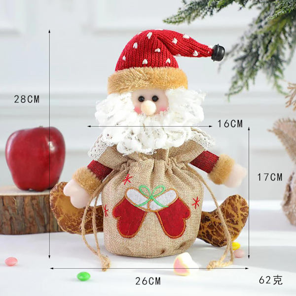 Mub- Jul äppelväska tecknad docka Julklapp påse godis dagis gåva C-G136 Äppelpåse för äldre