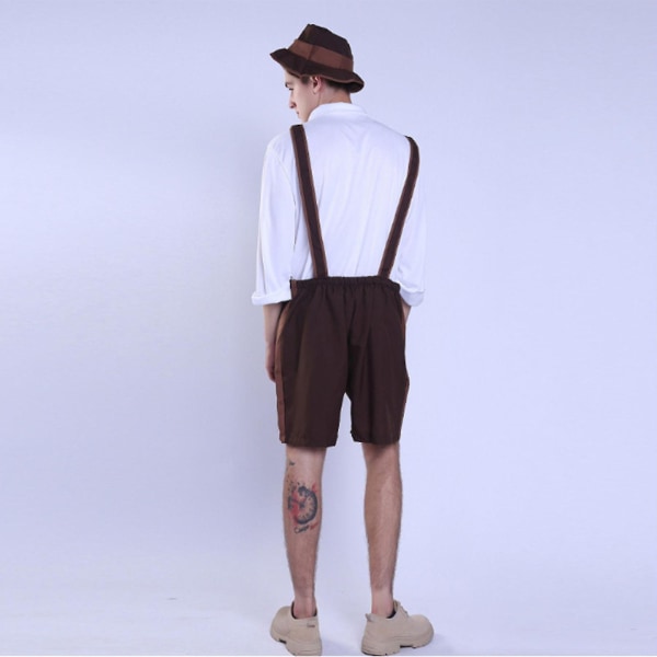 30 % alennus - mustat saksalaiset miesten nahkaiset lederhosen-shortsit Oktoberfestin housut Baijerilaiset miehille ja pojille. White L