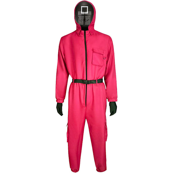 Xbi- Squid Game 2 Vuxen Triangelvakt Jumpsuit + Mask Square 3XL