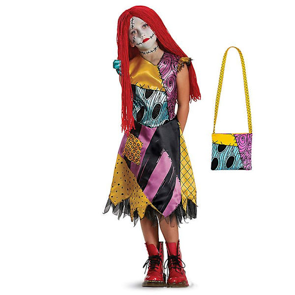 Tyttöjen Halloween-asu Aave Painajainen Ennen Joulua Vaatteet Sally Cosplay-asu Lapset Karnevaali Juhla Prinsessa Mekko -a 130(6-7T)