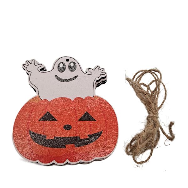 Mub- Halloween-koristeet Lepakko Noita Hämähäkki Aave Kurpitsa Hirviö Puiset Ripustettavat Kortit Kotiin Ulko- ja Sisätilojen Koristeluun 5 8.8*9.5cm 11g