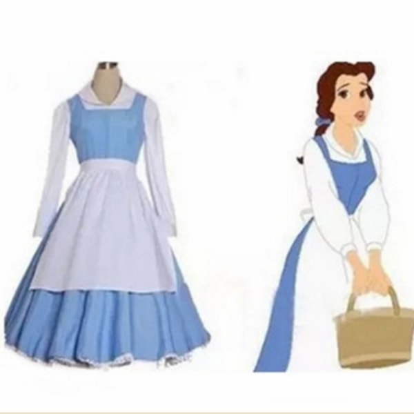 Skönheten och Odjuret Belle Fransk hembiträde Kostym Prinsessans Kostymshow Halloween COS -a blue women's size xxl