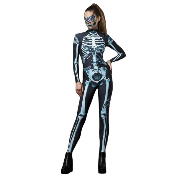 100% Ny, rollespil Kostume Motorcykel Kostume Kvinder Sexet Skelet Jumpsuit Halloween Strømpebukser -a XL