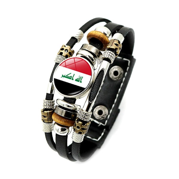 Mub palæstinensisk snap lås læderarmbånd vævet perlearmbånd udsmykning Iraq