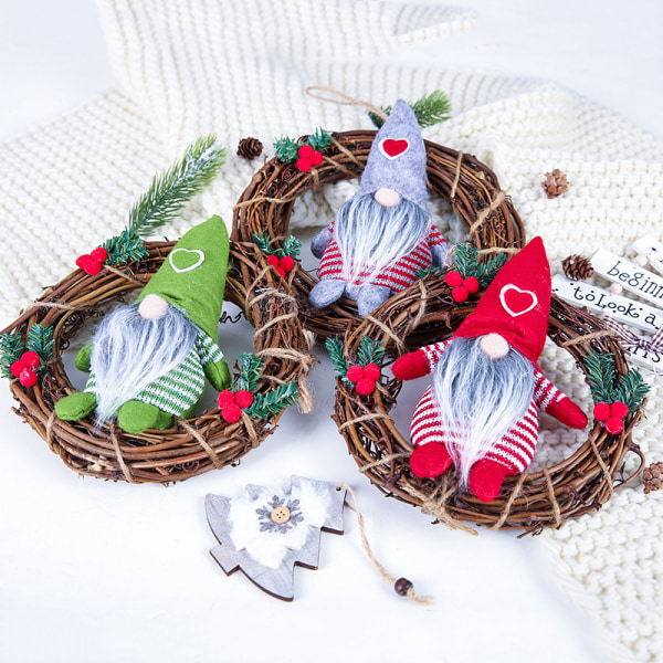 3 stycken juldekorationer, liten Rudolf rottingring .c
