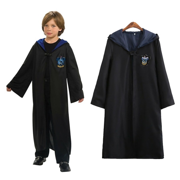 Harry Potter 6pc sæt magisk troldmand Cosplay Fancy Dress Kappe Kåbe Kostume -a Blue 155cm (11-12 years)