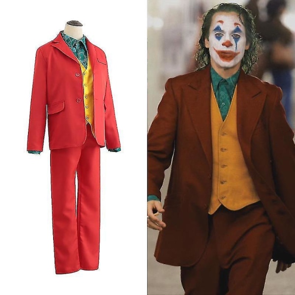 Joker Joaquin Phoenix Arthur Fleck Cosplay Costume Suits Halloween Party Uniforms For Adult Kids Shirts+coat++vest+pant -a clothes and wig XS