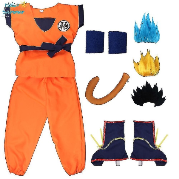 Barn Vuxen kostymer Son Goku Kostym Anime Jumpsuit H Kostym Up #yogu -a wig blue 130 height120*130cm *Goku