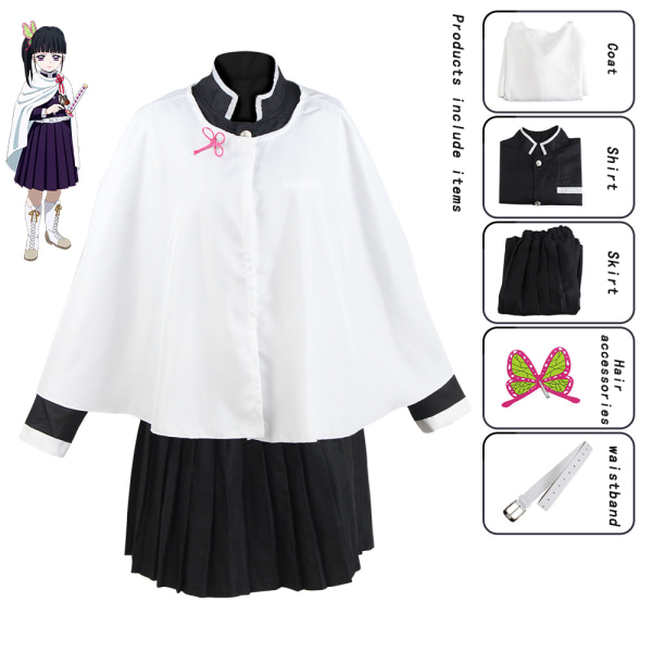 Mub- Anime Demon Slayer Cosplay Kostume Tanjire Agatsuma Zenitsu Tomioka Giyuu Halloween Fest Cosplay Kostume Tsuyuri Kanao child size 130