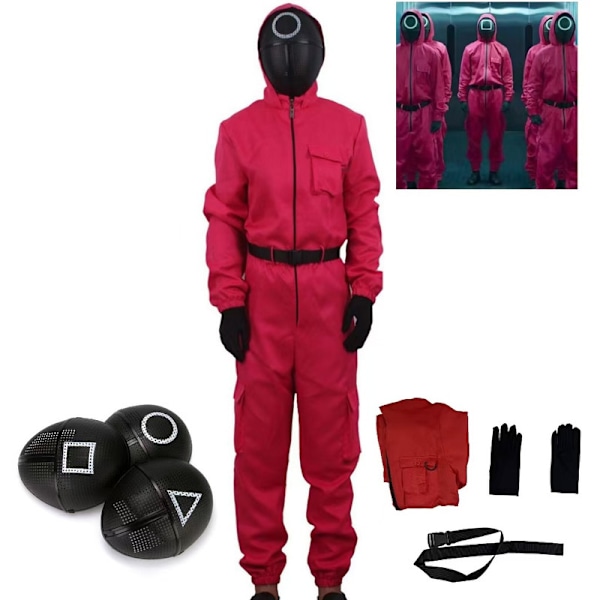 Børn Unisex Squid Game 2 Kostume Cosplay Jumpsuit + Squid Game Maske Halloween Outfit Gaver Fest 7-9years square