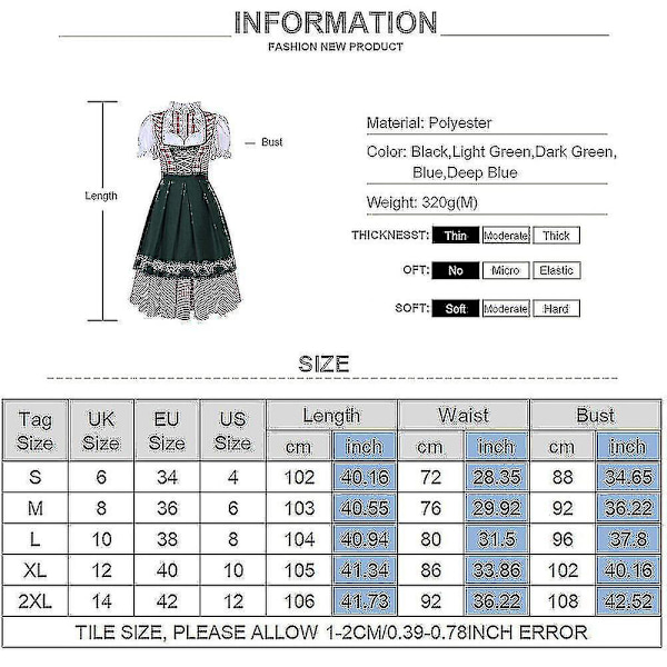 Oktoberfest öldräkt för kvinnor Oktoberfest öldräkt -a Dark Green 2XL