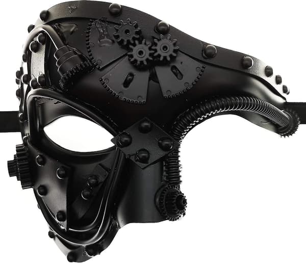 Robotmask i metall, maskeradfest för Halloween Silver