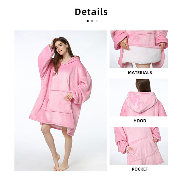 Mub - Ensfarget lat kostyme flanell dobbel fortykket kald jakke varm hette utenfor bær pyjamas hjem hoodie teppe complexion