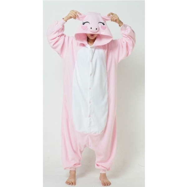 Hieno Cosplay-asu Onesie Pyjama Aikuisille Yöasut Vaaleanpunainen Sika S