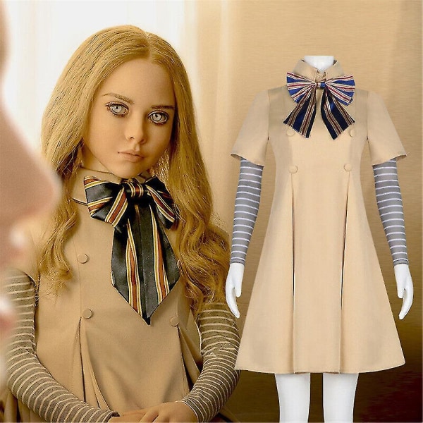 Thriller Movie M3gan Cosplay Costume Full Set Ai Doll Robots Dress Bow Tie Pantyhose Hand Sleeves Wig Party Role Play Suit For Women Girls -a Girls Costume Set S