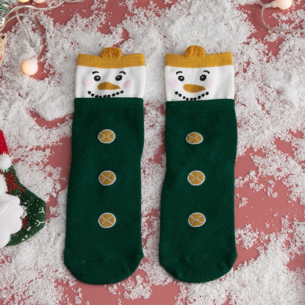 Mub- Julstrømper til kvinder rød medium tub sød kawaii Green Socks Double Luokou Snowman