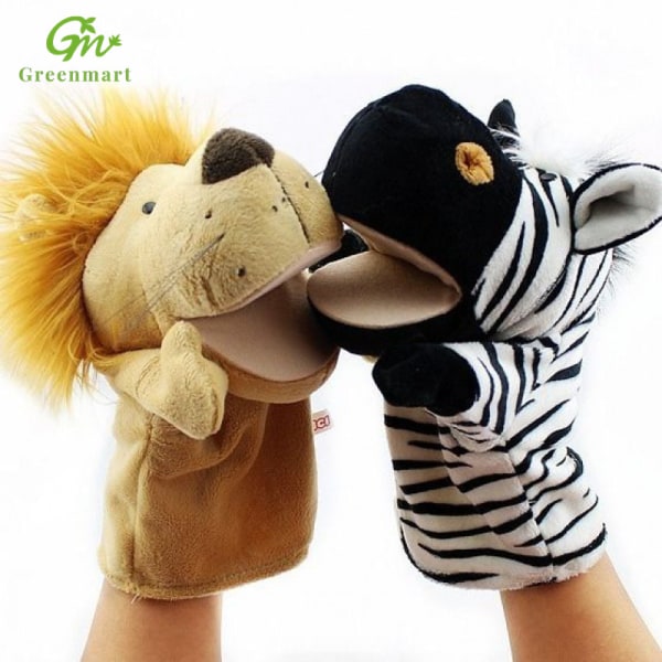Mub- Greenmart Wholesale Spot Plush Toy Hand Puppet Cute Cartoon Animal Doll Mouth Can Move Tiger Manufacturer Pink 25cm