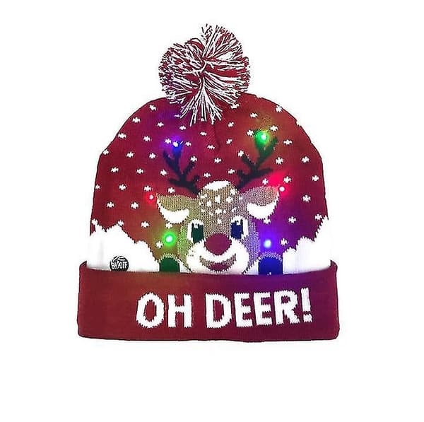 Led julmössa, Light Up julmössa Stickad mössa .c Christmas Deer