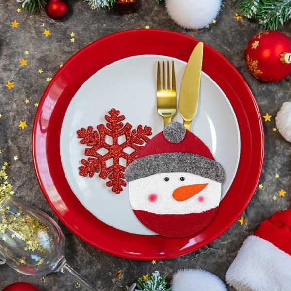 6 bitar julbestickhållare, kniv- och gaffelpåsar bord .c