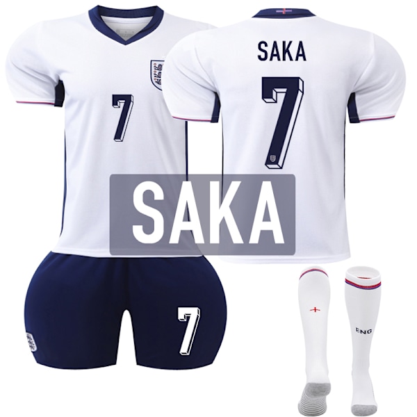 UEFA EM 2024 England Hemma Fotbollströja Kit Nr 7 Saka C Adult S