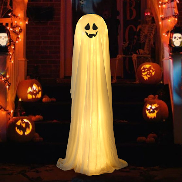 Mub- Halloween-koristeet ulkotiloihin, Spooky Ghost Halloween-koriste valosarjoilla paristokäyttöinen aave 1 85cm