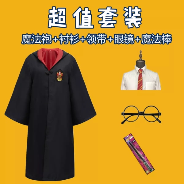Mub - Ny ankomst Harry Cosplay Kostyme Potter Robe For Halloween Party Kostymer Gryffin five sets children 135cm