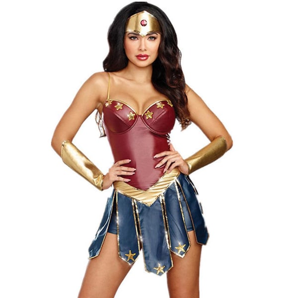 Wonder Woman Costume For Adults Women Dc Comics Superhero Outfit Halloween Carnival Cosplay Party Dress Up Full Set -a M