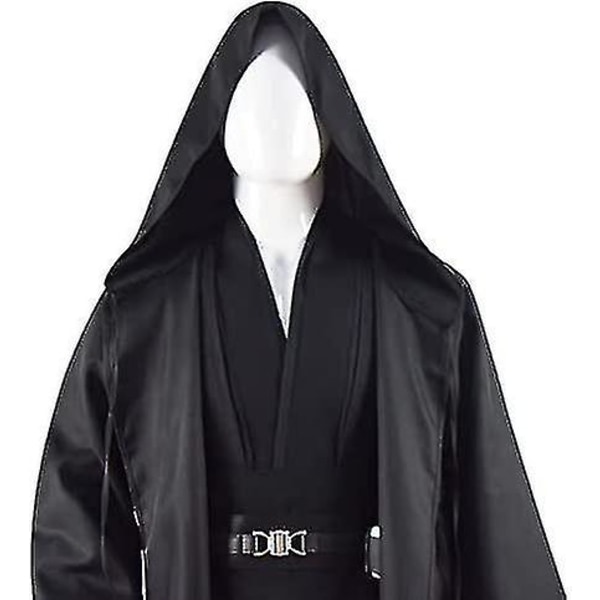 Adult Tunic Costume For Jedi Outfit Skywalker Halloween Cosplay Costume Hooded Robe Cloak Full Set Uniform Three Versions -a Black 4X-Large