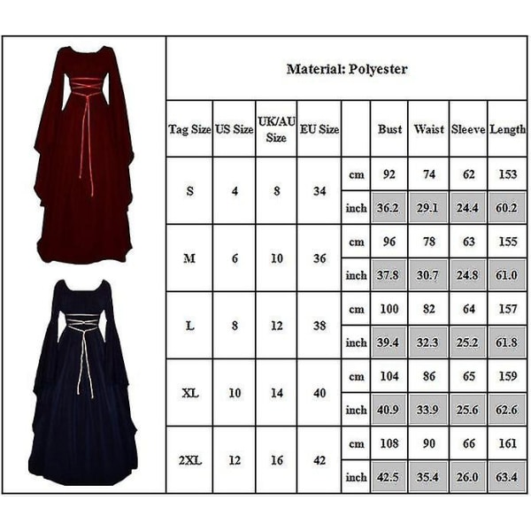 Medieval Witch Dress Vampire Bride Costumes Women Halloween Carnival Party Cosplay -a Green M