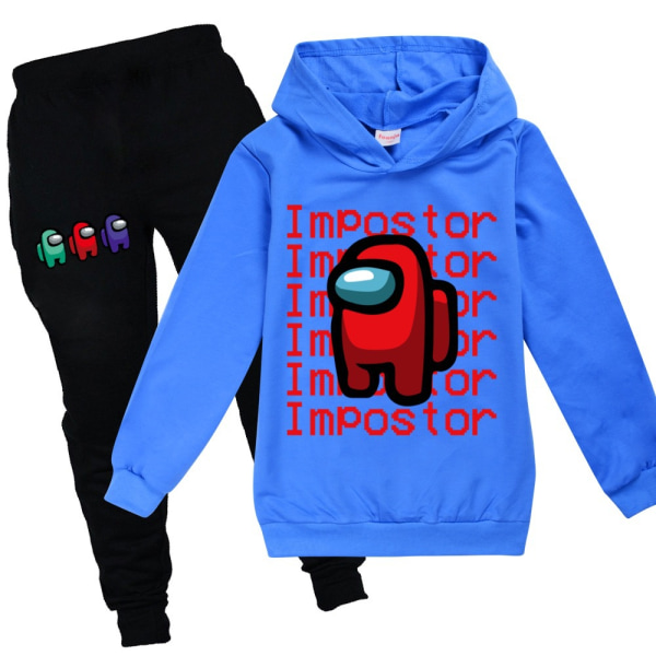 Among Us Game Impostor Set Hoodie Barn Pojkar Outfit Toppar Byxor .i Blue 100