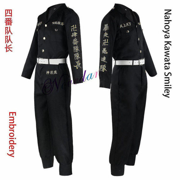 Anime Tokyo Revengers Keisuke Baji Chifuyu Matsuno Smiley Ken Tokyo Manji Gang Cosplay Kostume Sort Broderet Jakke Uniform -a Nahoya Kawata Smiley Adult L