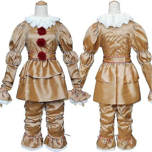 Clown Back To The Soul Cos Dragt Pennywise Cosplay Halloween Kostume -a gold S