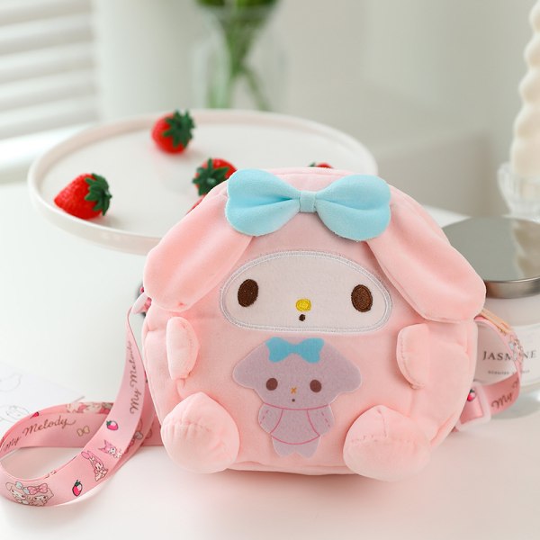 Mub- Sød tegnefilm film taske Sanrio taske kulomi pigers crossbody taske plys legetøj Melody dukke Crossbody bag - cinnamon dog