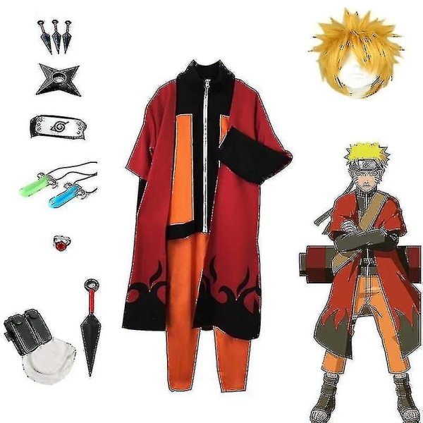 Kakashi Cosplay-asu Uzumaki-vaatteet Shippuden Toinen asu ja otsapanta Kunai Aikuisten Halloween-asu Joulu -a Suit-b M