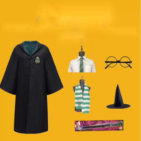 Mub- New arrival Harry Cosplay Costume Potter Robe For Halloween Party Costumes Slytherin seven sets children 135cm