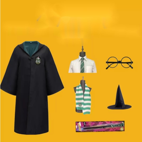Mub - Ny ankomst Harry Cosplay Kostyme Potter Robe For Halloween Party Kostymer Slytherin seven sets S