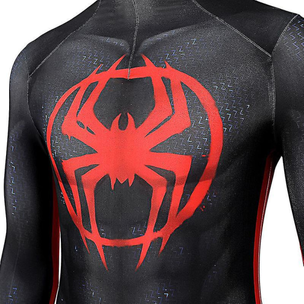 Kids Aldult Spider Man Miles Morales Cosplay Costume Party Jumpsuit Spider-man: Across The Spider-verse Fancy Dress -a Full set (including mask) 2XL